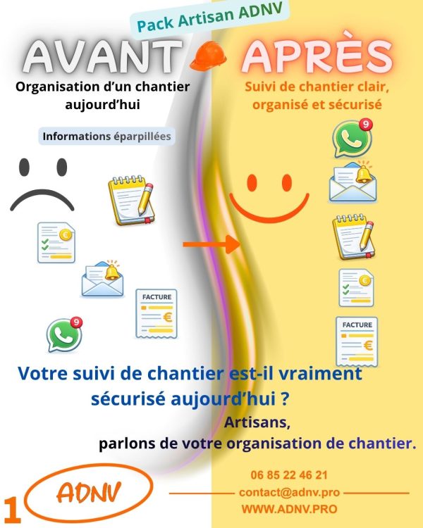 Comparer une organisation dispersée avec un suivi de chantier plus organisé et plus sécurisé.